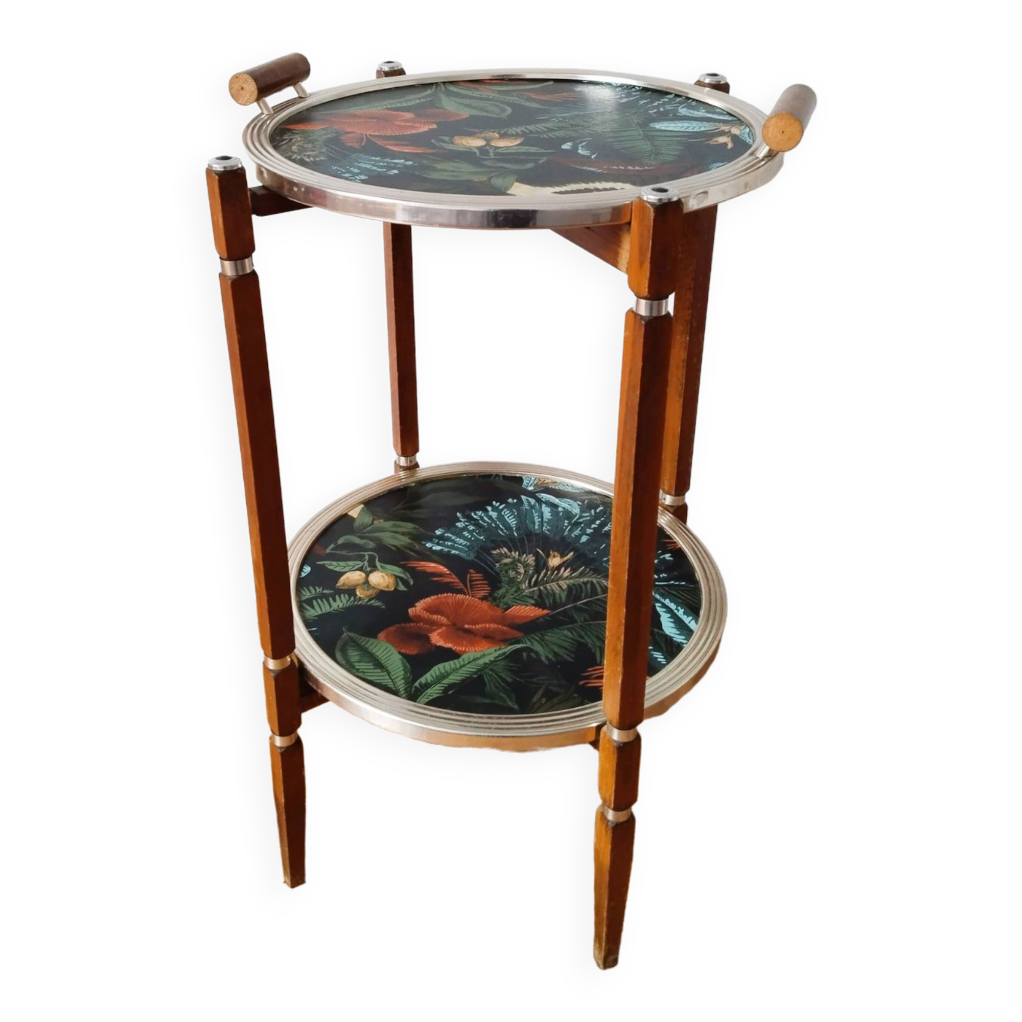 Pedestal table, round side table with serving trays
