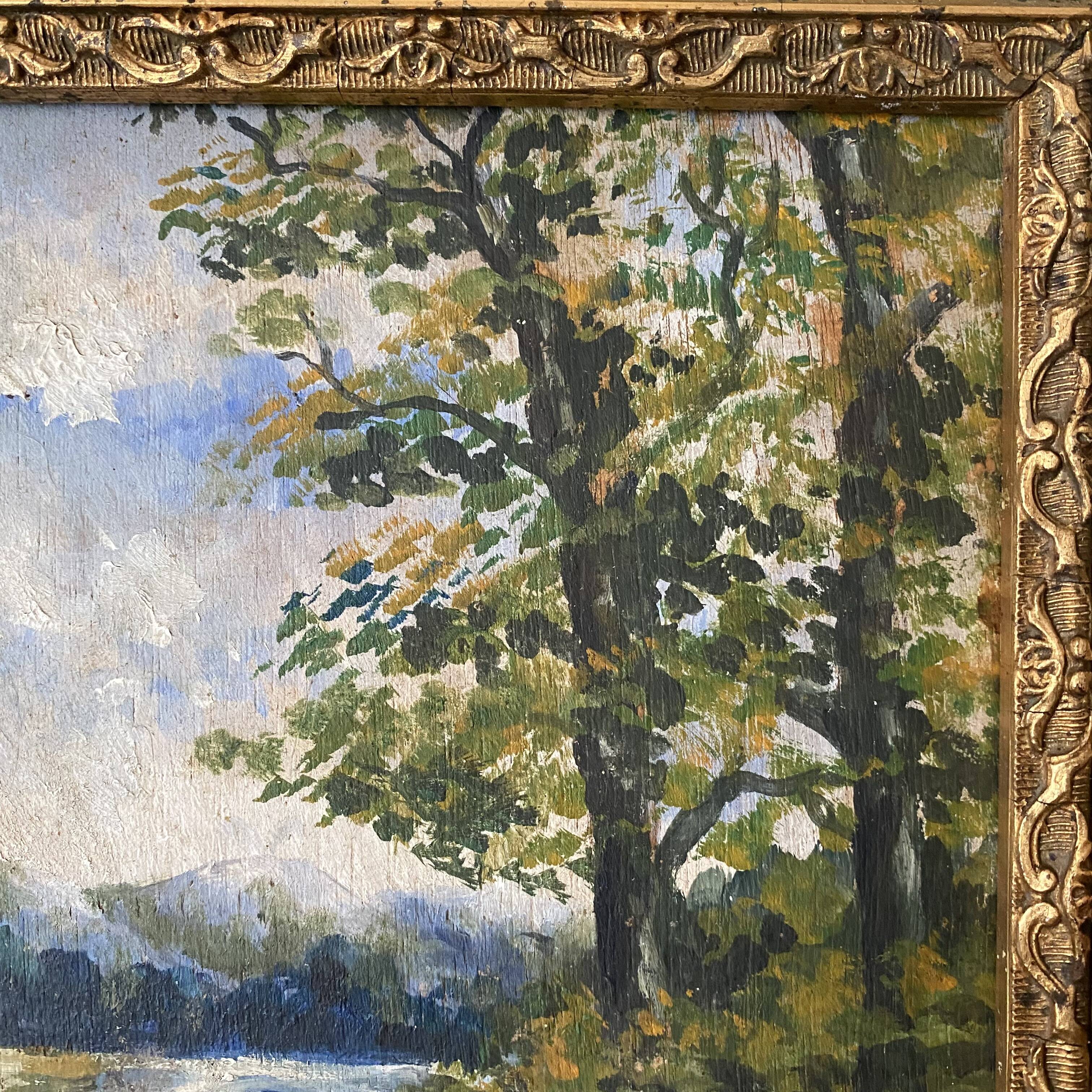 Framed old painting landscape 34X28 cm