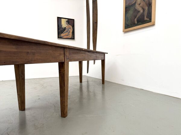 Table de ferme XXL 4 mètres en pin massif - 6 pieds - Années 50