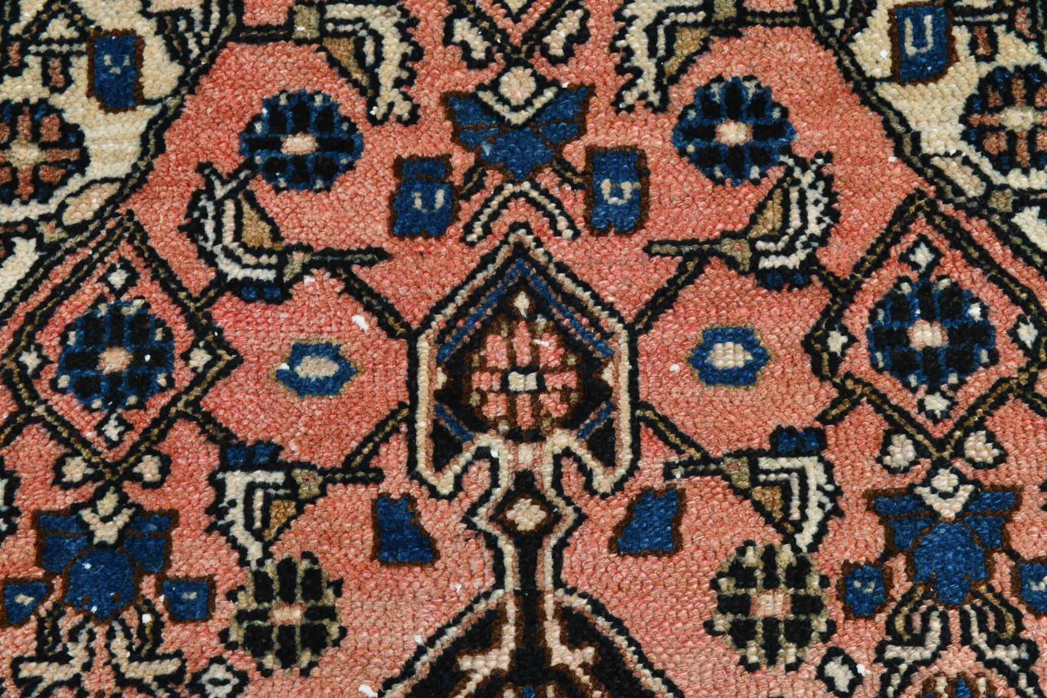 5x7 Wool Vintage Oushak Area Rug, Samon & Navy Blue Persian Rug, 142x209 Cm