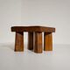 Brutalist Solid Oak Side Table with Wooden Pins, 1960s