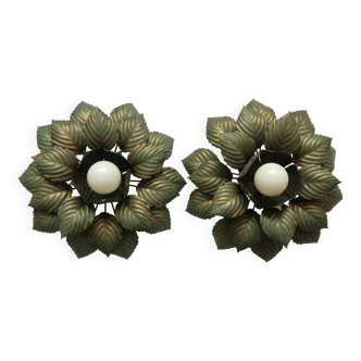 Paire d'appliques fleurs italiennes vintage