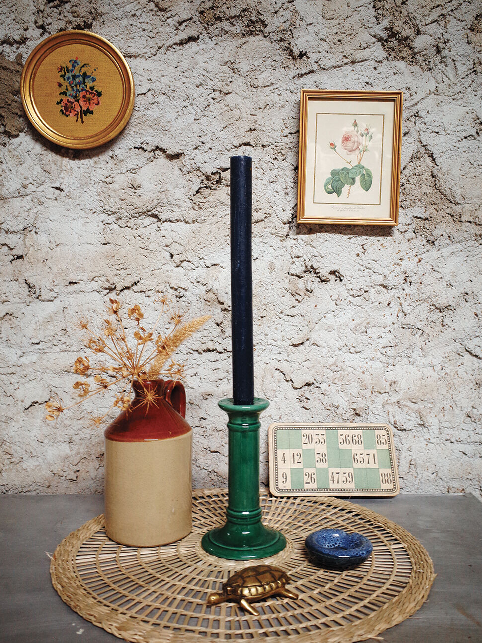 Glazed ceramic chandelier fir green