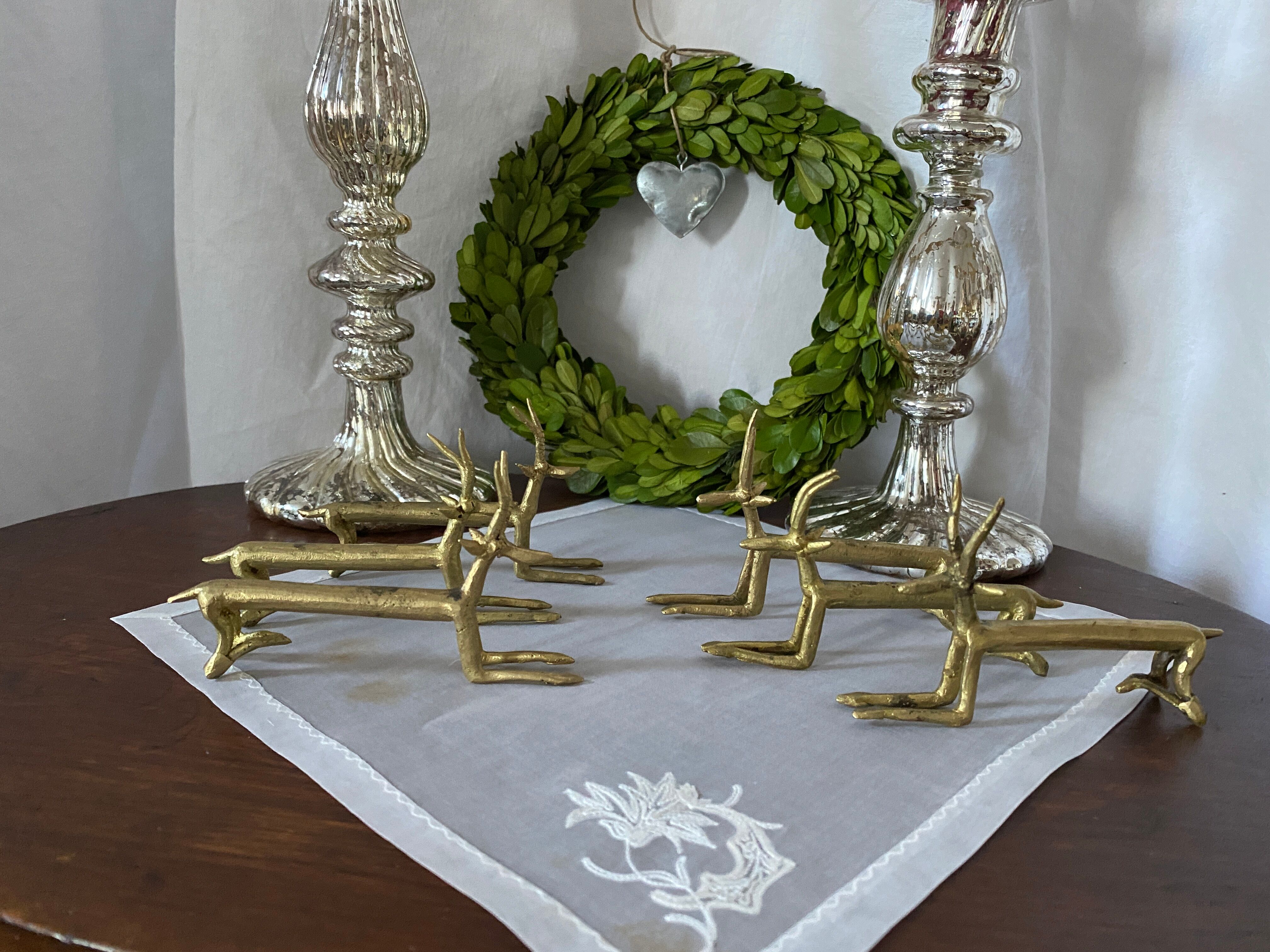 Lot de 6 porte-couteaux en bronze doré