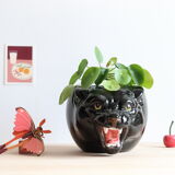 Black panther ceramic planter from the 60s, Italy