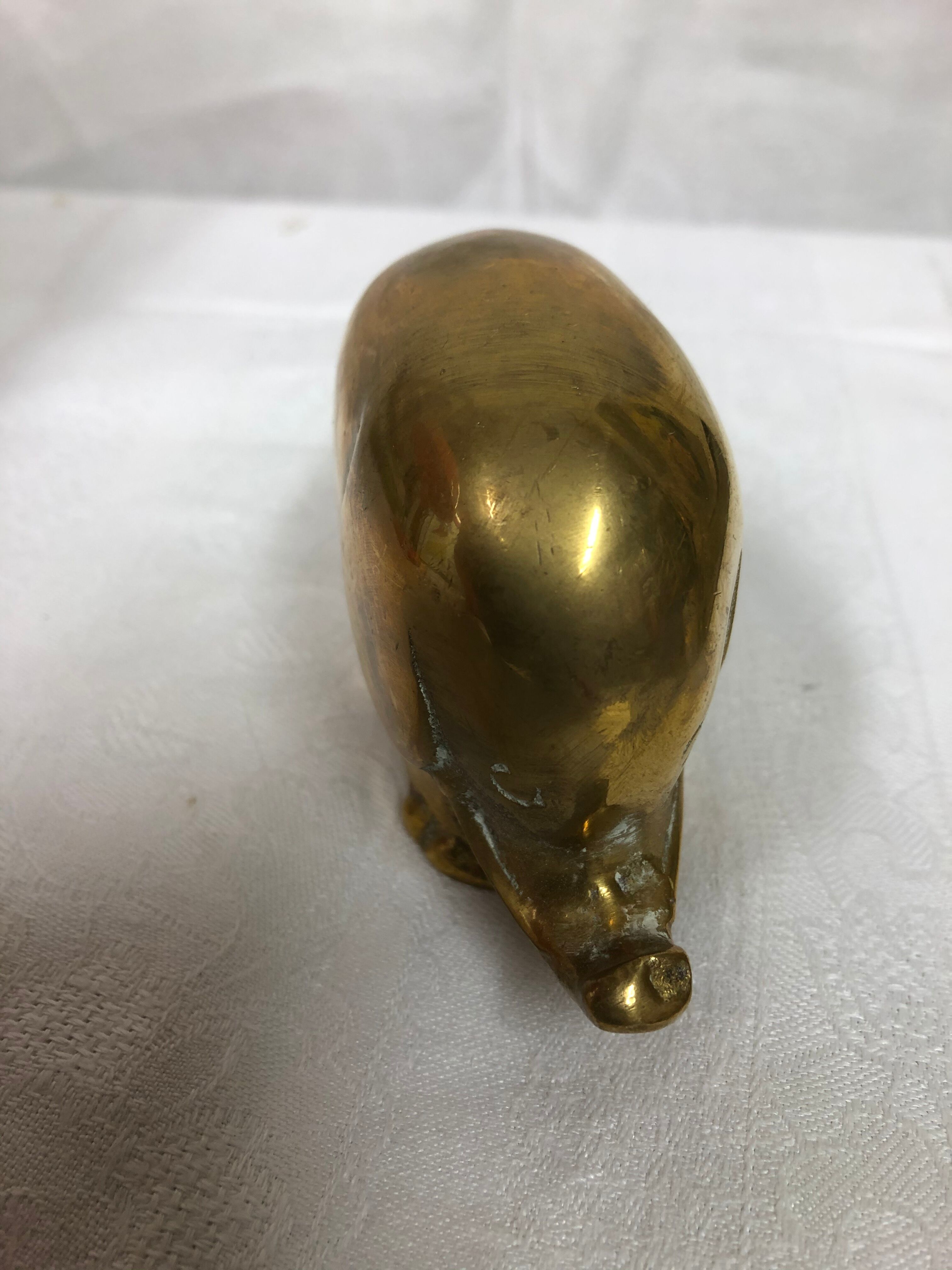 70s golden brass elephant paper press