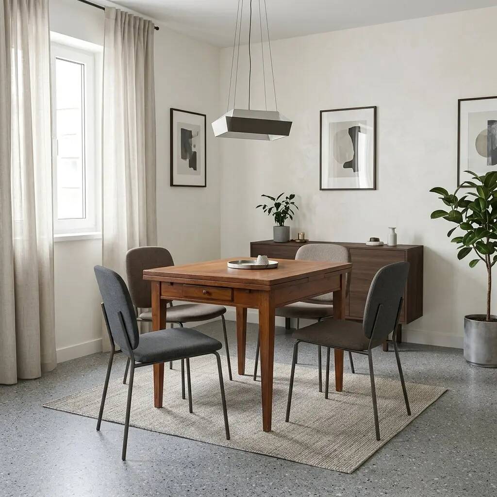 Table ancienne style Directoire en noyer et érable, Italie, XXe siècle