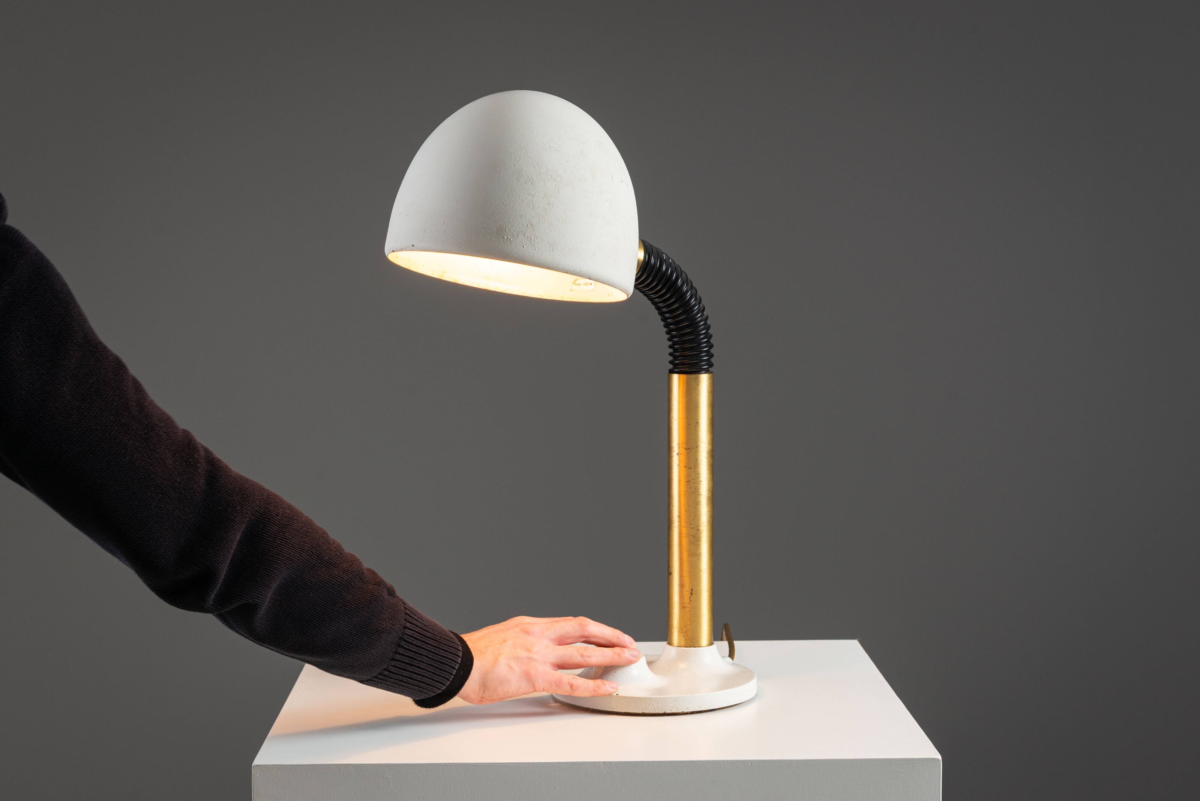 Egon Hillebrand desk lamp in white metal with brass accents