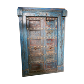 Door sculpted Indian Rajasthan old patina original old teak