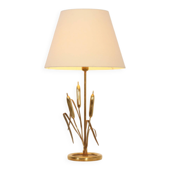Brass table lamp adorned with wheat ears, 1970s, Italy.
