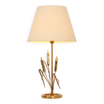 Brass table lamp adorned with wheat ears, 1970s, Italy.