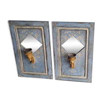 Pair of mirror, wall lamp