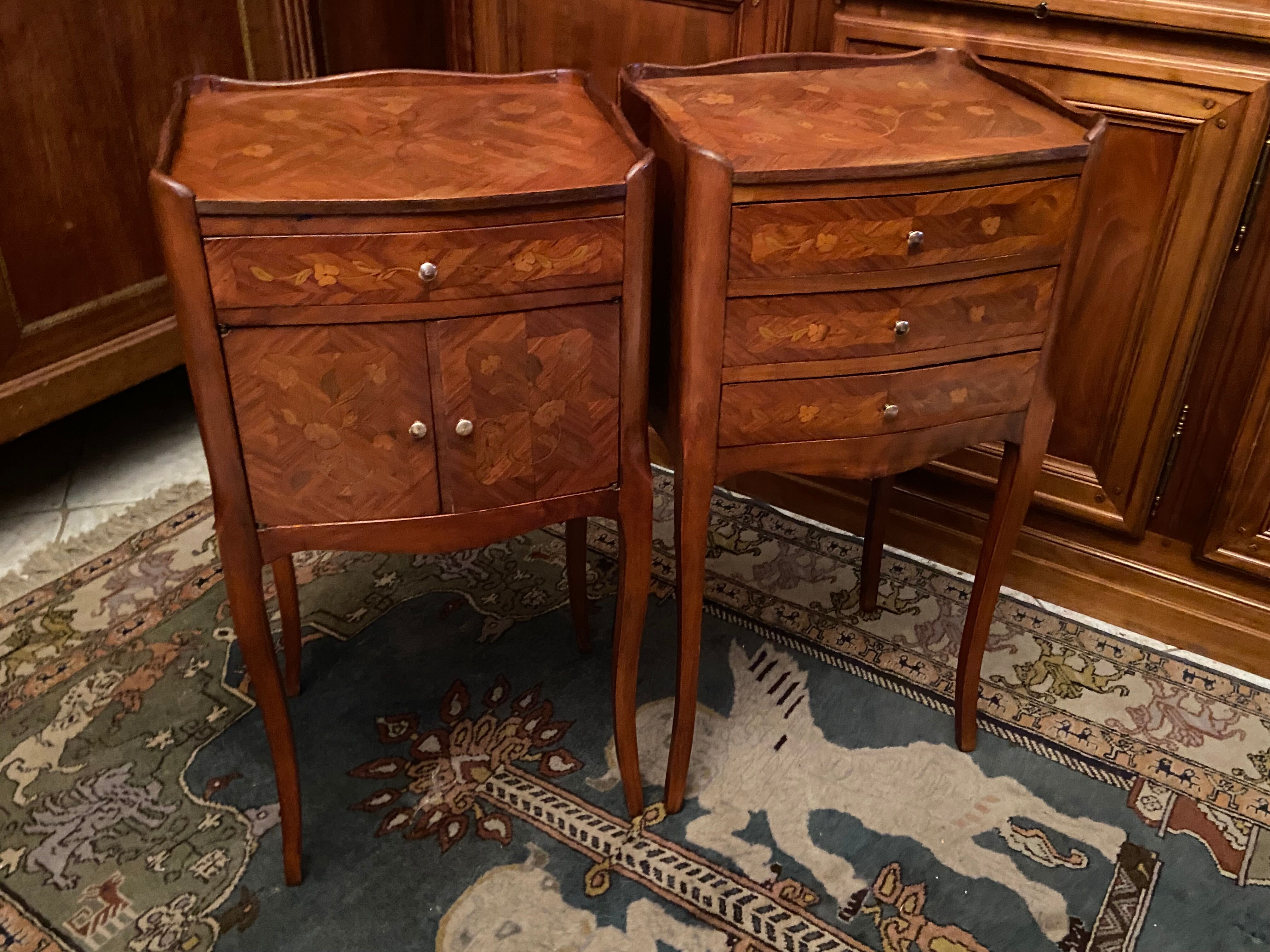 Pair of bedside tables Louis XV style