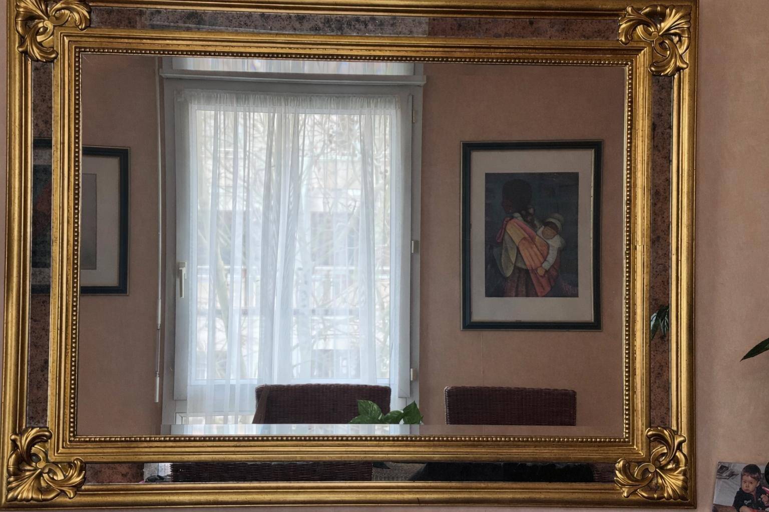 Exceptional large mirror with parcloses by Deknudt – Hollywood Regency style (198