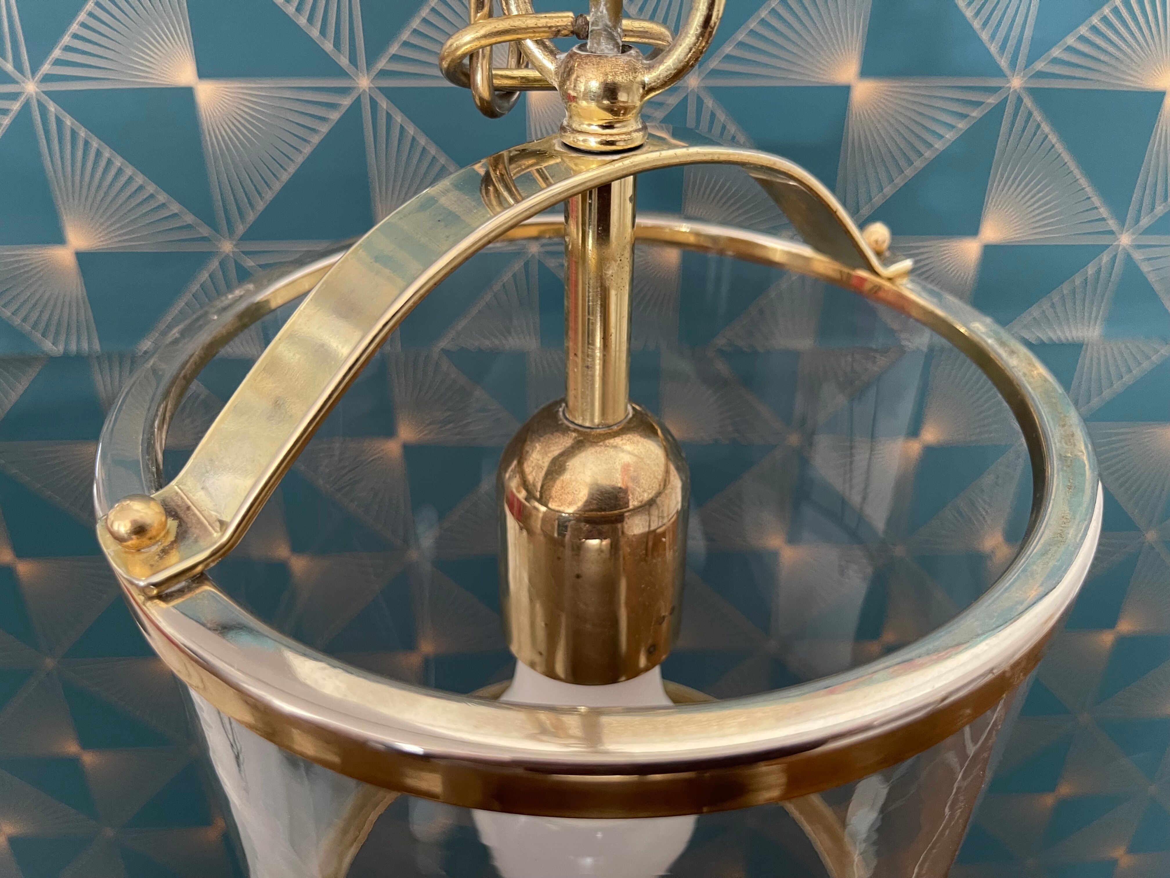 Brass lantern chandelier