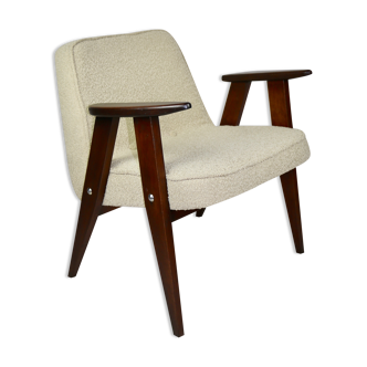 Beige model 366 lounge chair in boucle by Józef Chierowski, 1970s