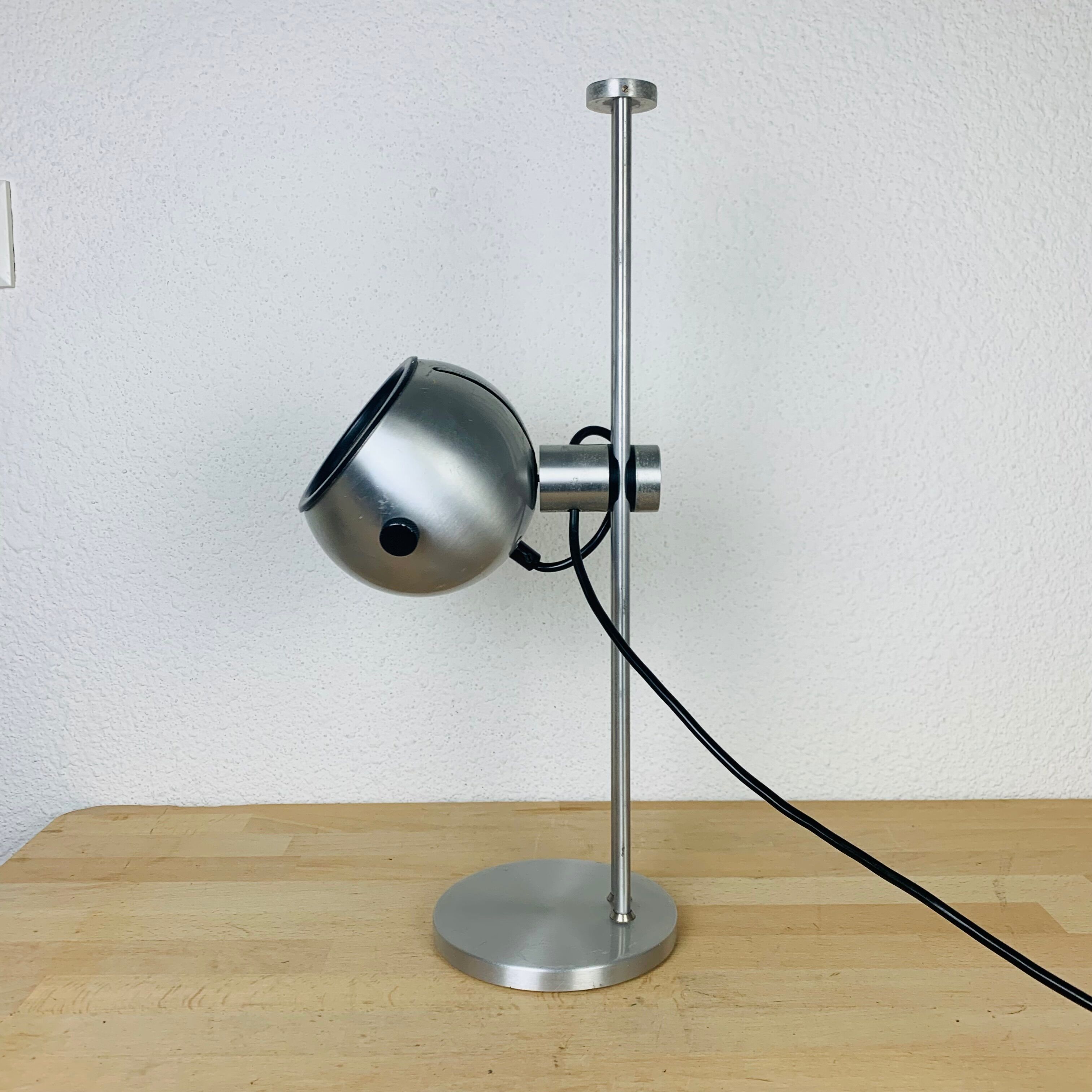 Spot lamp eyeball brushed aluminum 70s