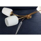 Lot of 2 brass wall lamps and chiseled glass