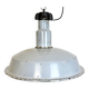 Large industrial midcentury grey enamel factory lamp, 1950s