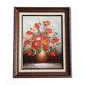 Oil on canvas bouquet of red flowers signed