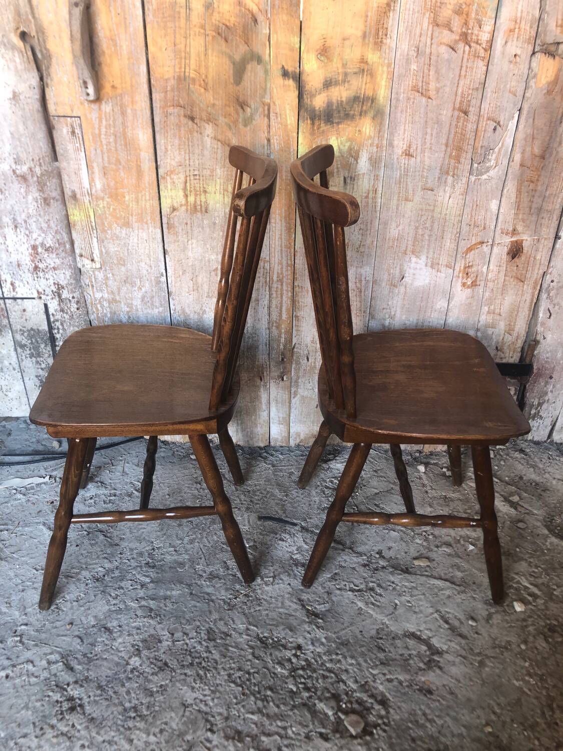 Pair of vintage Baumann western style wooden chairs #a326