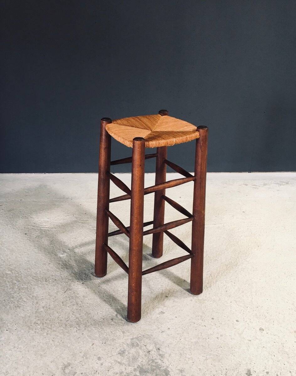 Brutalist bar stool by Charles Dudouyt, France, 1940s.