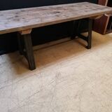 Table in wood and cast iron, industrial style, vintage