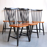 Suite of 5 Belgian vintage chairs with bars