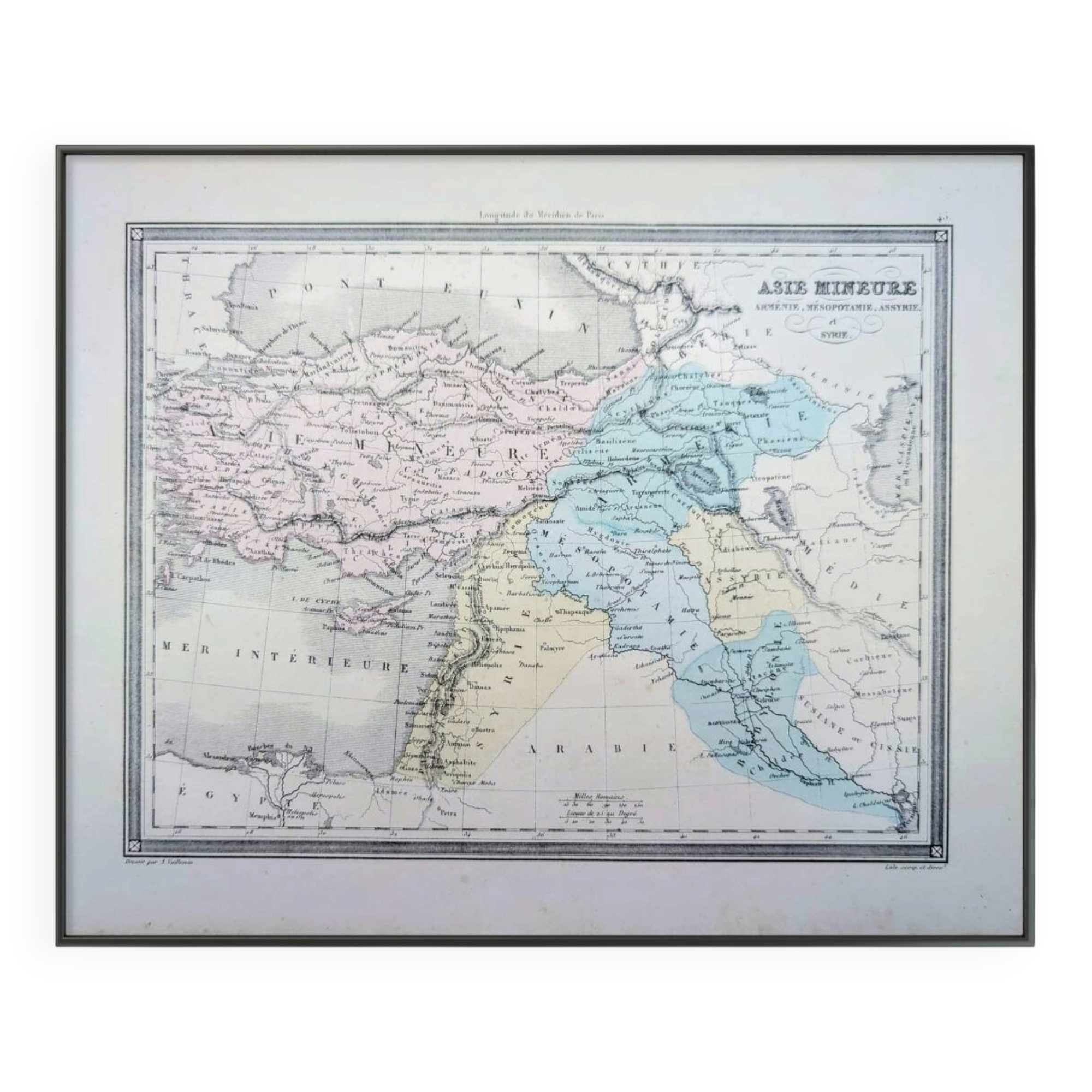 Asia Minor, old map, printed in 1852.