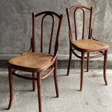 Pair of caned bistro chairs by Thonet
