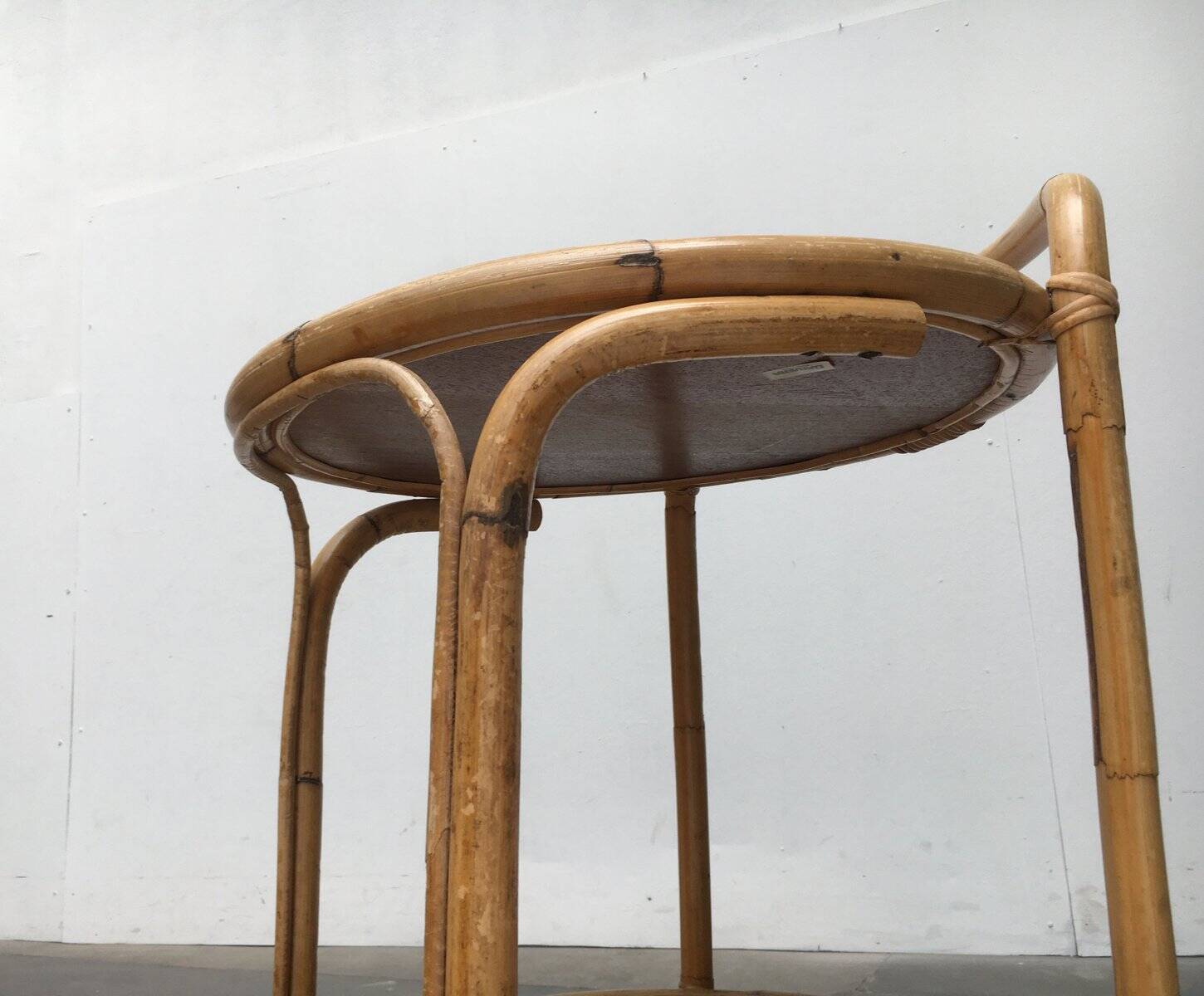 Vintage service dessert in Italian rattan and bamboo by Dal Vera.