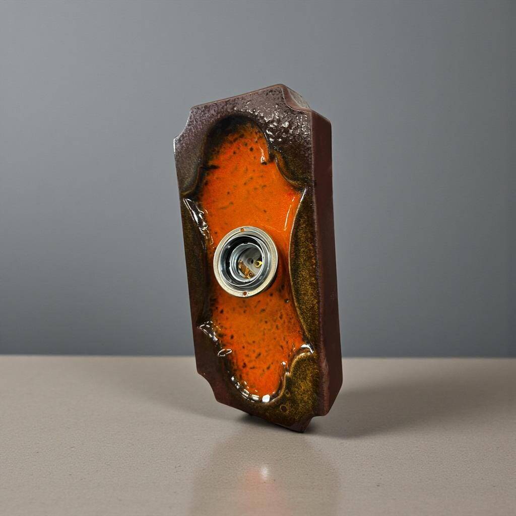 Vintage ceramic wall sconce, fat lava