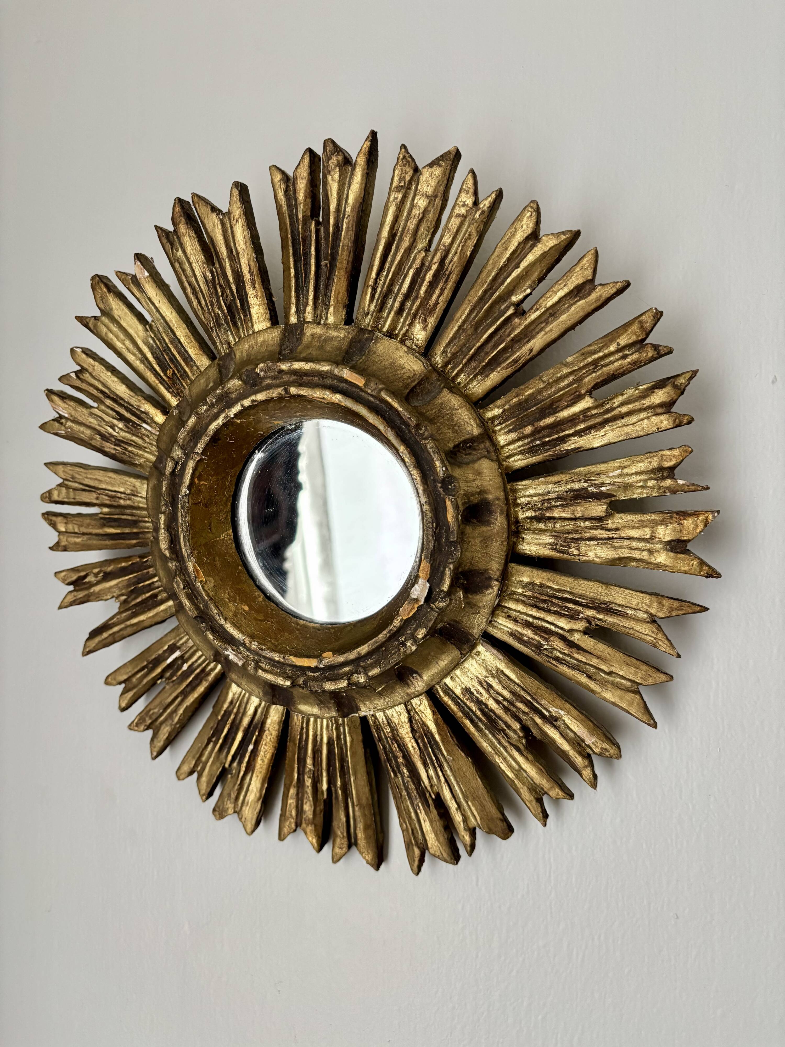 Vintage 1960s golden sun mirror