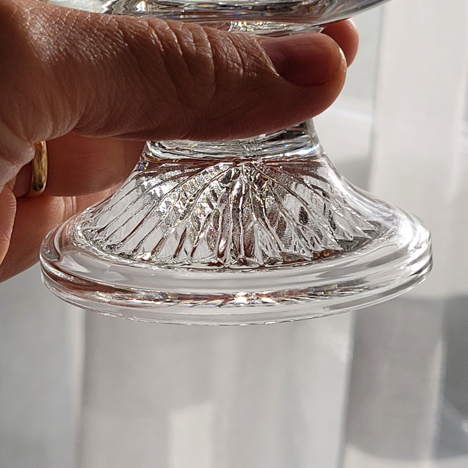 10 vintage stemmed glasses in molded glass