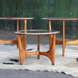 Set of 3 sculptural walnut side tables