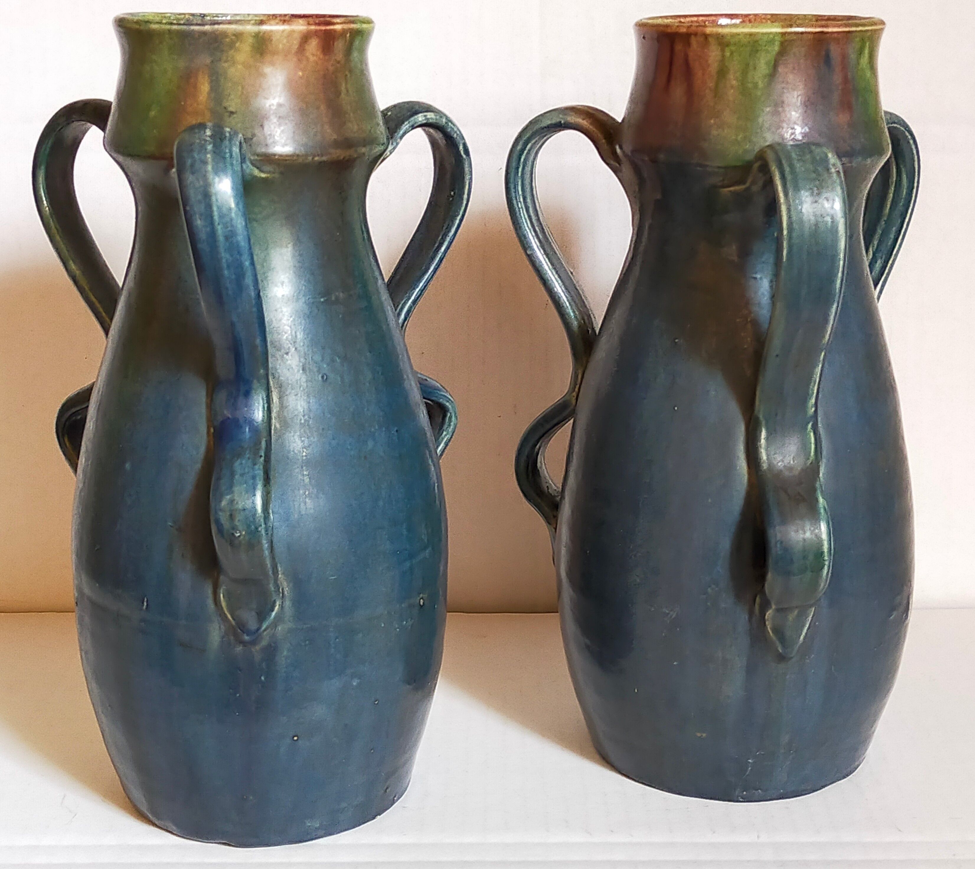 Duo of Flemish pottery of Charles and Auguste Maes early twentieth century