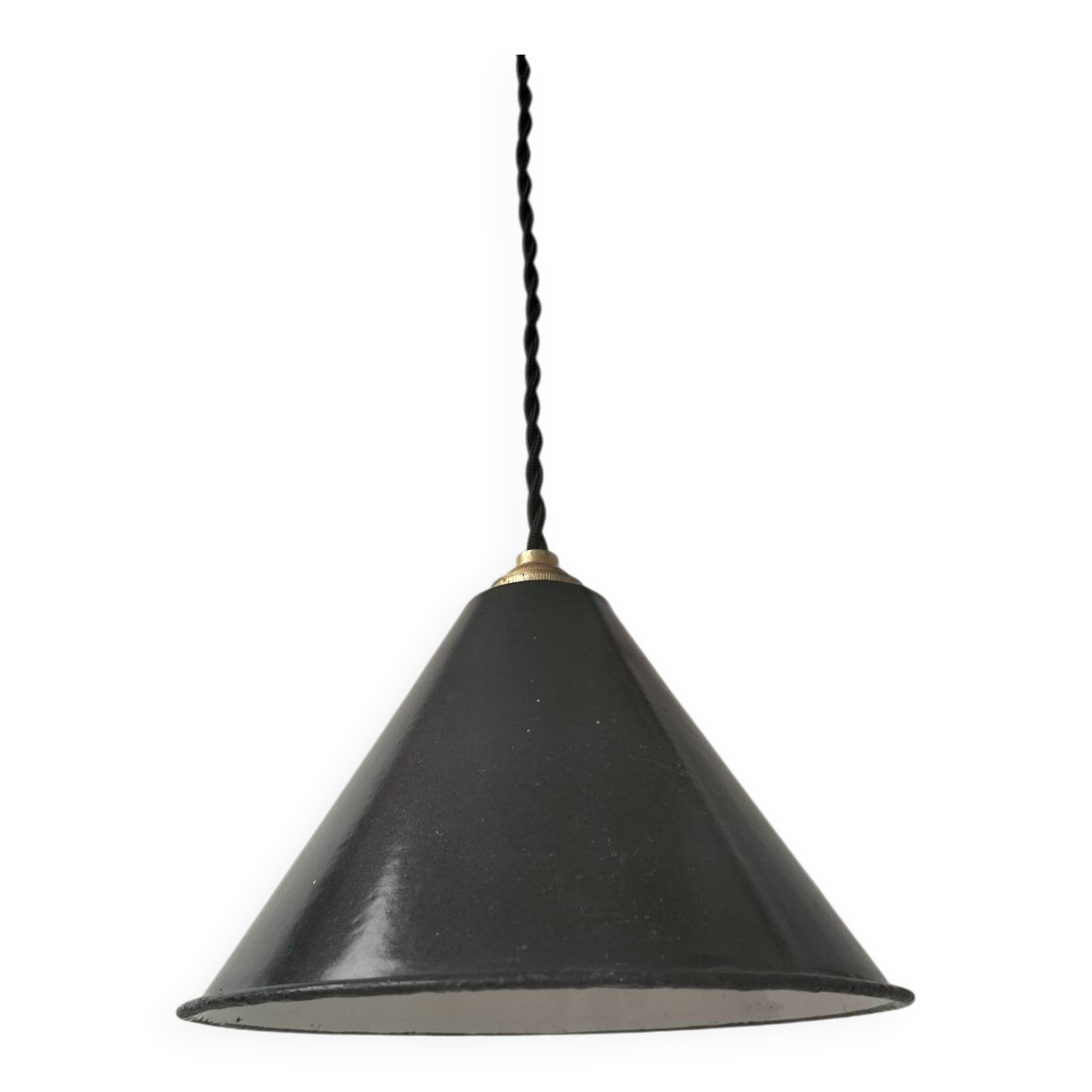 Enamelled sheet metal cone pendant light