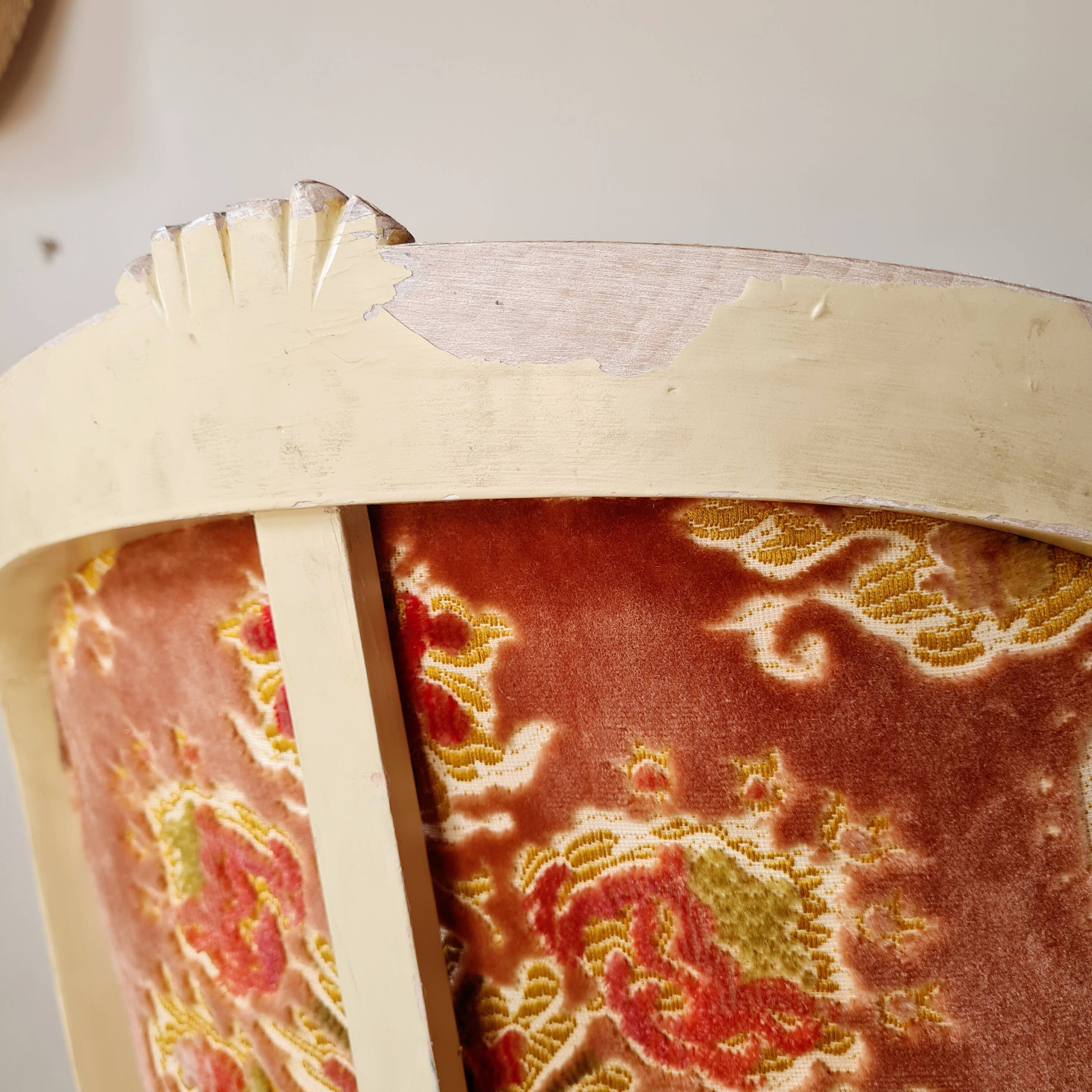 Louis XV style cabriolet armchair - floral velvet seat