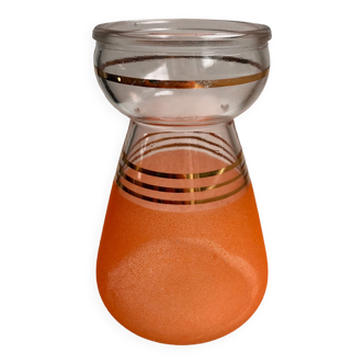 Vase en verre granité orange années 60