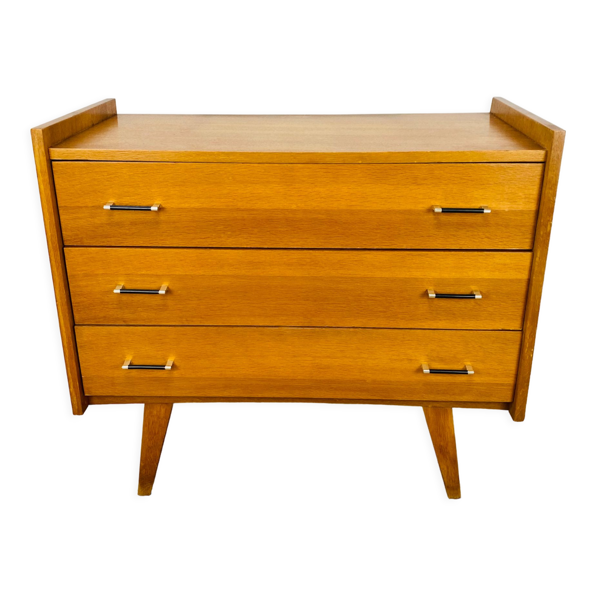 Commode pieds compas années 50 bois blond