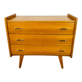 Commode pieds compas années 50 bois blond