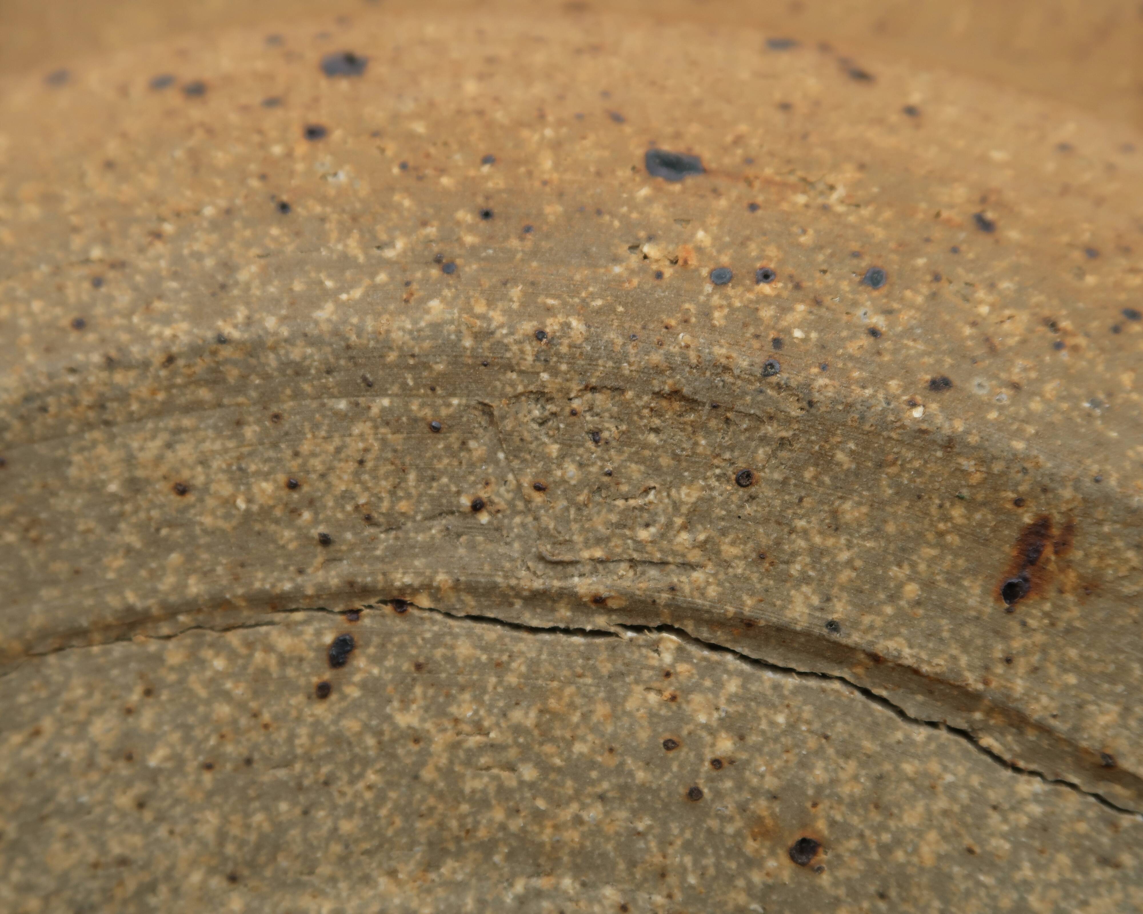 Round hollow plate in stoneware by Pierre Digan, La Borne, blue ceramic from the 1960s.