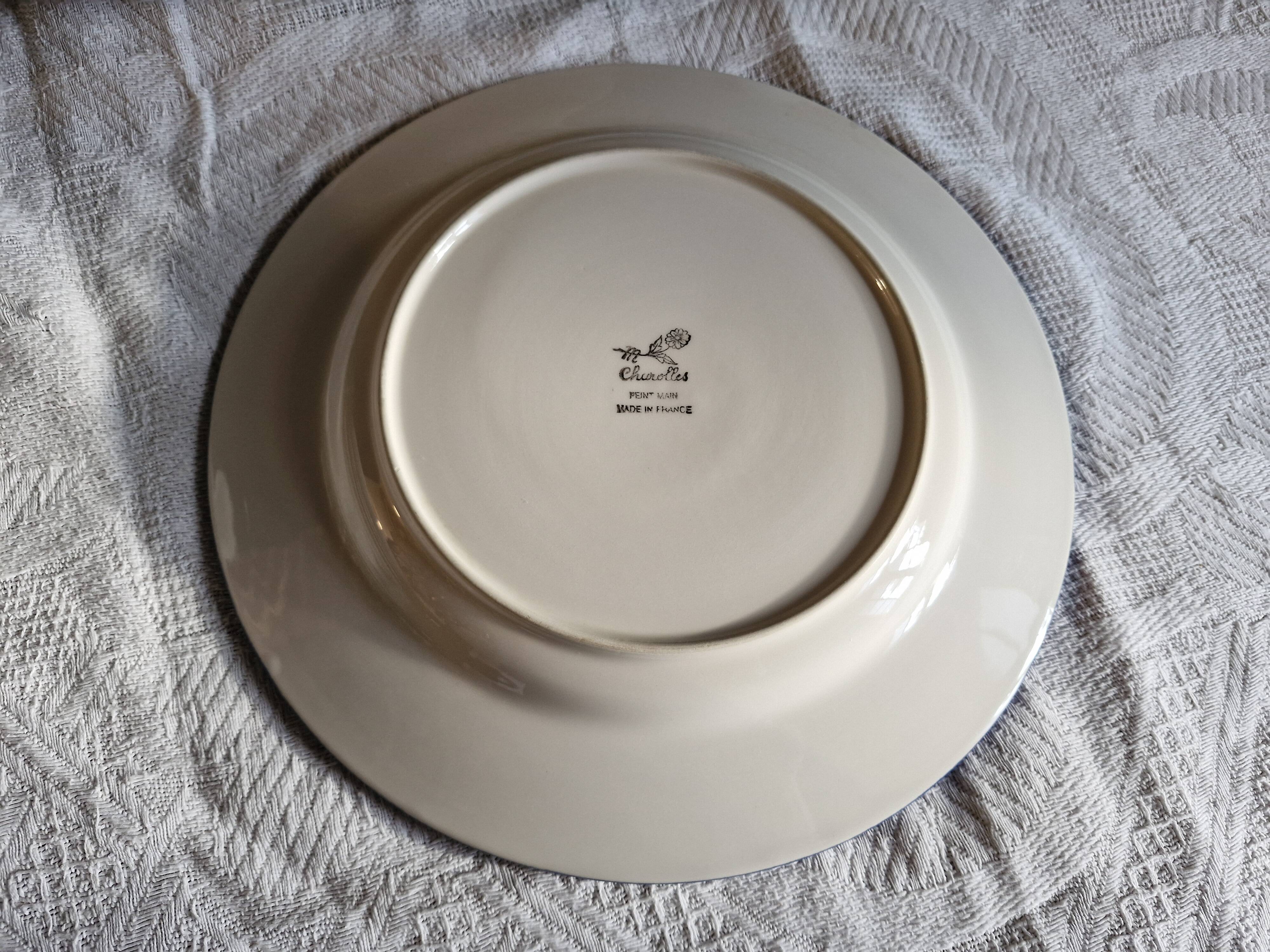 Charolles - Antique plate, rooster decoration Ø 26 cm