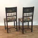Pair of henri ii style chairs with tapestry