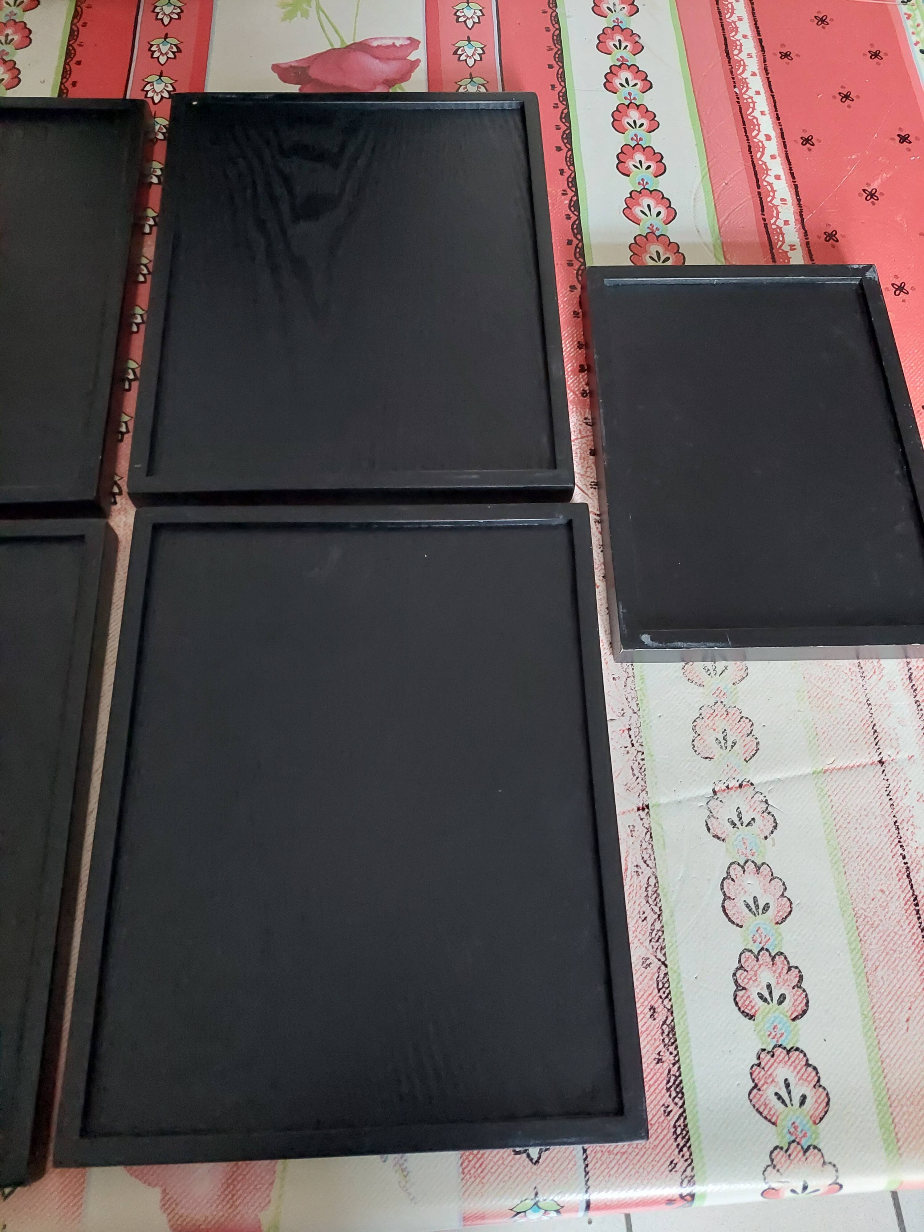 Set of 5 rectangular wooden serving trays