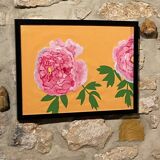 Peinture en gouache pivoines