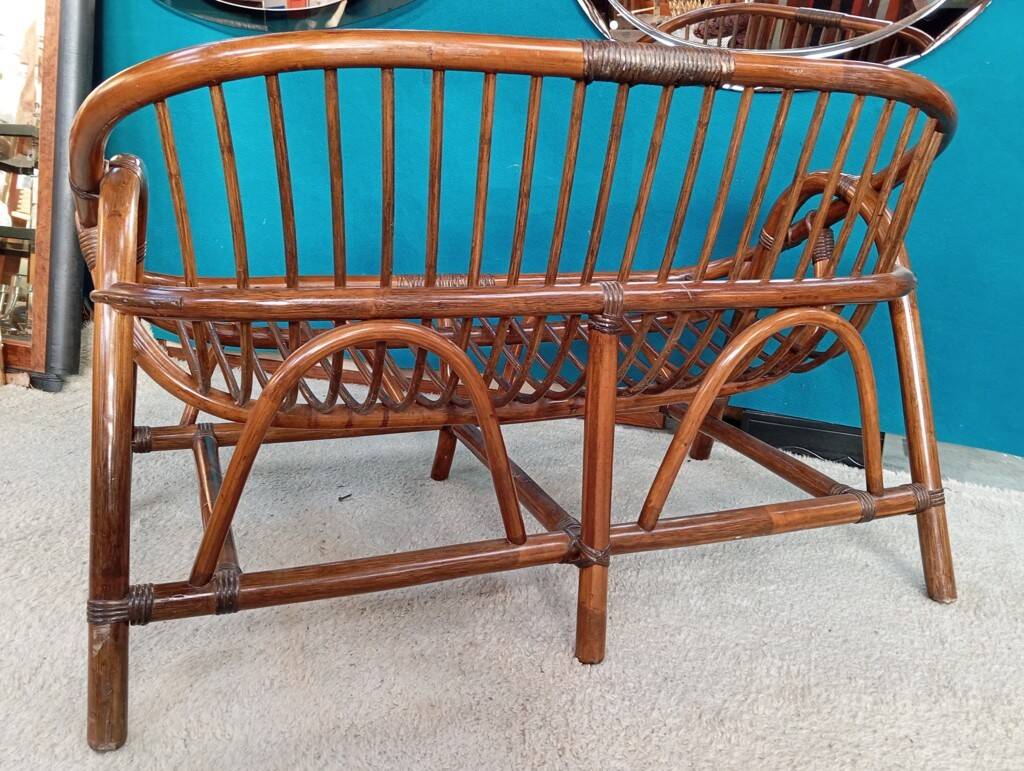 80s rattan bench