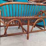 80s rattan bench