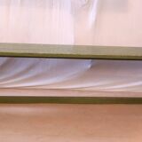 Old Burmese teak bench with original green patina
