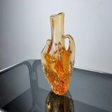 Orange Seguso vase, frosted Murano glass, Italy, 1970